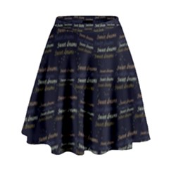 Sweet Dreams Phrase Motif Typographic Pattern High Waist Skirt