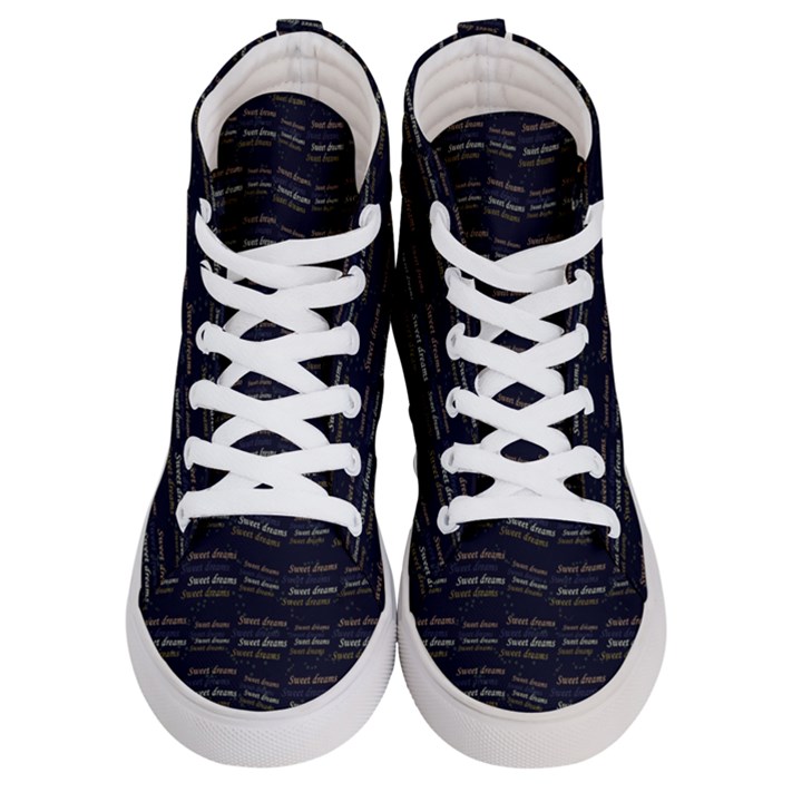 Sweet Dreams Phrase Motif Typographic Pattern Men s Hi-Top Skate Sneakers