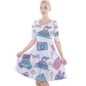 Transportation Seamless Pattern Quarter Sleeve A-Line Dress View1