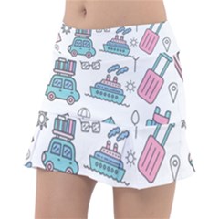 Transportation Seamless Pattern Tennis Skorts by Vaneshart