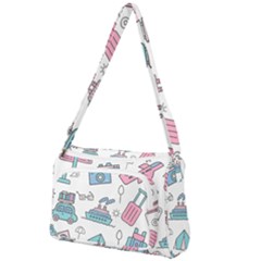 Transportation Seamless Pattern Front Pocket Crossbody Bag