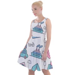 Transportation Seamless Pattern Knee Length Skater Dress by Vaneshart