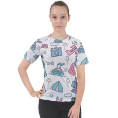 Transportation Seamless Pattern Women s Sport Raglan Tee