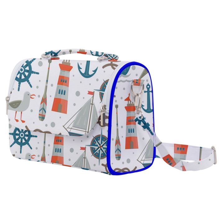 Nautical Elements Pattern Background Satchel Shoulder Bag