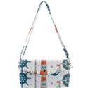 Nautical Elements Pattern Background Removable Strap Clutch Bag View1