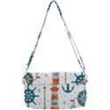 Nautical Elements Pattern Background Removable Strap Clutch Bag View2