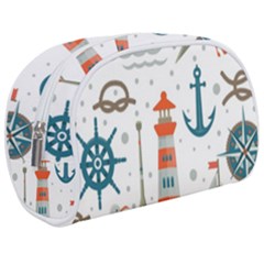 Nautical Elements Pattern Background Makeup Case (medium) by Vaneshart