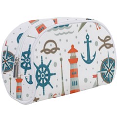 Nautical Elements Pattern Background Makeup Case (large) by Vaneshart