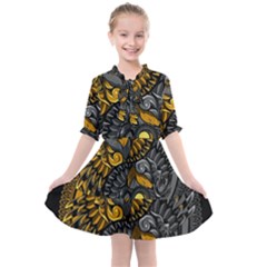 Yin Yang Owl Doodle Ornament Illustration Kids  All Frills Chiffon Dress