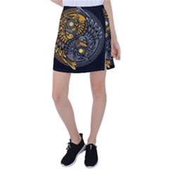 Yin Yang Owl Doodle Ornament Illustration Tennis Skirt