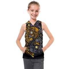 Yin Yang Owl Doodle Ornament Illustration Kids  Sleeveless Hoodie by Vaneshart