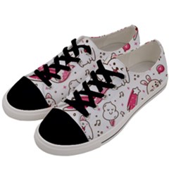 Cute Animals Seamless Pattern Kawaii Doodle Style Men s Low Top Canvas Sneakers by Vaneshart