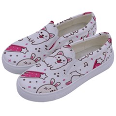 Cute Animals Seamless Pattern Kawaii Doodle Style Kids  Canvas Slip Ons by Vaneshart