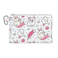 Cute Animals Seamless Pattern Kawaii Doodle Style Canvas Cosmetic Bag (large) by Vaneshart