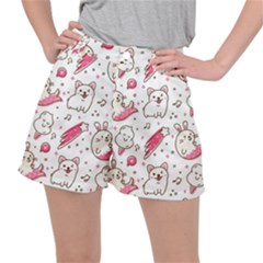 Cute Animals Seamless Pattern Kawaii Doodle Style Ripstop Shorts by Vaneshart