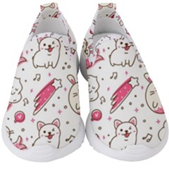 Cute Animals Seamless Pattern Kawaii Doodle Style Kids  Slip On Sneakers by Vaneshart