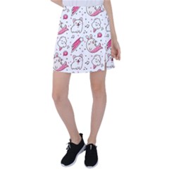 Cute Animals Seamless Pattern Kawaii Doodle Style Tennis Skirt by Vaneshart