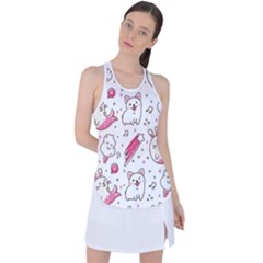 Cute Animals Seamless Pattern Kawaii Doodle Style Racer Back Mesh Tank Top by Vaneshart