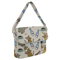 Happy Cats Pattern Background Buckle Messenger Bag by Vaneshart