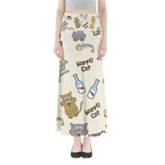 Happy Cats Pattern Background Full Length Maxi Skirt by Vaneshart