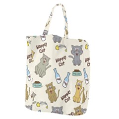 Happy Cats Pattern Background Giant Grocery Tote by Vaneshart