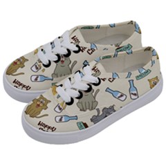 Happy Cats Pattern Background Kids  Classic Low Top Sneakers by Vaneshart