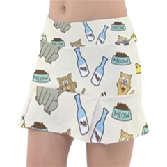 Happy Cats Pattern Background Tennis Skorts by Vaneshart