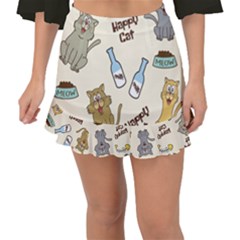 Happy Cats Pattern Background Fishtail Mini Chiffon Skirt by Vaneshart