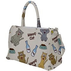 Happy Cats Pattern Background Duffel Travel Bag by Vaneshart