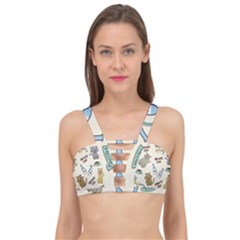 Happy Cats Pattern Background Cage Up Bikini Top by Vaneshart