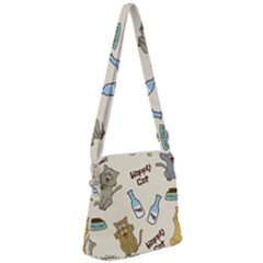 Happy Cats Pattern Background Zipper Messenger Bag by Vaneshart