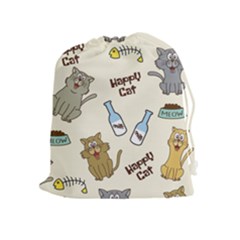 Happy Cats Pattern Background Drawstring Pouch (xl) by Vaneshart