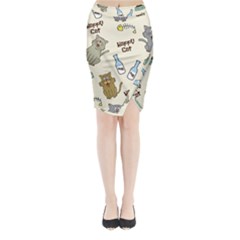 Happy Cats Pattern Background Midi Wrap Pencil Skirt by Vaneshart