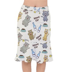 Happy Cats Pattern Background Short Mermaid Skirt by Vaneshart