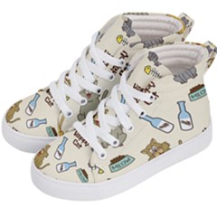 Happy Cats Pattern Background Kids  Hi-top Skate Sneakers by Vaneshart