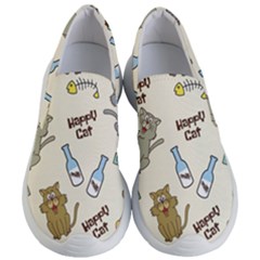 Happy Cats Pattern Background Women s Lightweight Slip Ons by Vaneshart