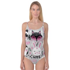 Big Set With Cute Cartoon Animals Bear Panda Bunny Penguin Cat Fox Camisole Leotard  by Vaneshart