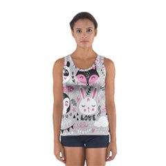 Big Set With Cute Cartoon Animals Bear Panda Bunny Penguin Cat Fox Sport Tank Top  by Vaneshart