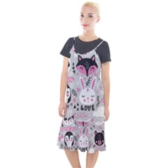 Big Set With Cute Cartoon Animals Bear Panda Bunny Penguin Cat Fox Camis Fishtail Dress by Vaneshart