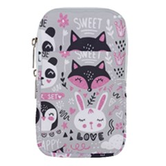 Big Set With Cute Cartoon Animals Bear Panda Bunny Penguin Cat Fox Waist Pouch (large) by Vaneshart