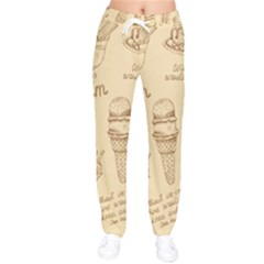 Ice Cream Vintage Pattern Women Velvet Drawstring Pants by Vaneshart