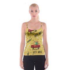 Childish Seamless Pattern With Dino Driver Spaghetti Strap Top by Vaneshart