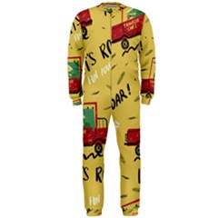 Childish Seamless Pattern With Dino Driver Onepiece Jumpsuit (men) 