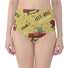 Childish Seamless Pattern With Dino Driver Classic High-waist Bikini Bottoms by Vaneshart