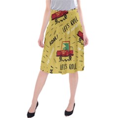 Childish Seamless Pattern With Dino Driver Midi Beach Skirt by Vaneshart