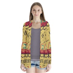 Childish Seamless Pattern With Dino Driver Drape Collar Cardigan by Vaneshart