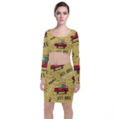 Childish Seamless Pattern With Dino Driver Top And Skirt Sets by Vaneshart