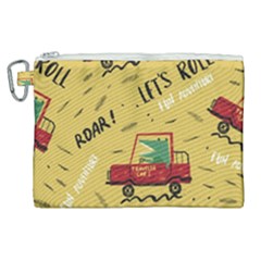 Childish Seamless Pattern With Dino Driver Canvas Cosmetic Bag (xl) by Vaneshart