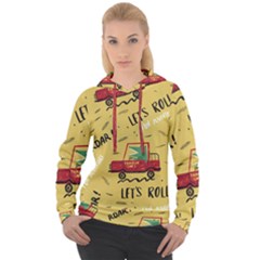 Childish Seamless Pattern With Dino Driver Women s Overhead Hoodie by Vaneshart