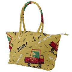 Childish Seamless Pattern With Dino Driver Canvas Shoulder Bag